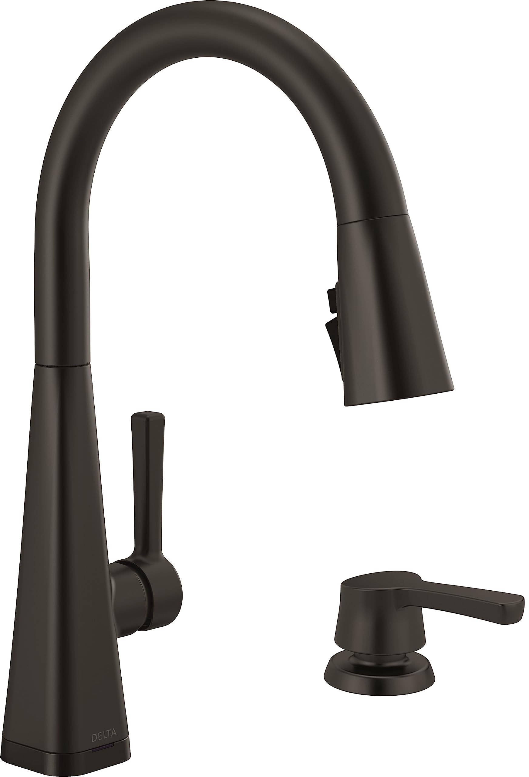 Delta Faucet Lenta Matte Black Kitchen Faucet Touch, Soap